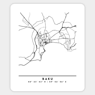 BAKU AZERBAIJAN BLACK CITY STREET MAP ART Sticker